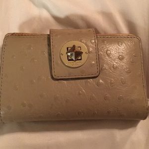 Kate Spade Ostrich print pyramid turnlock wallet